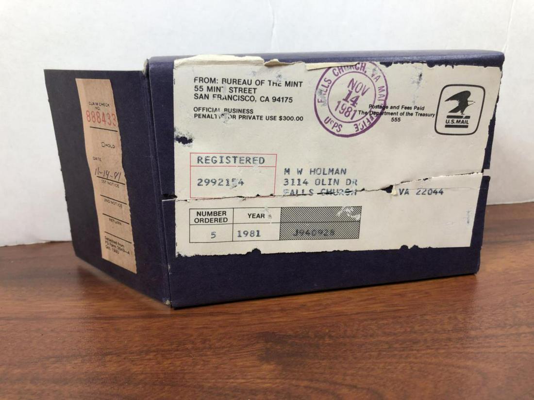 1981 Proof Set Original Mint Mailing Box of 5 (1 of 2)