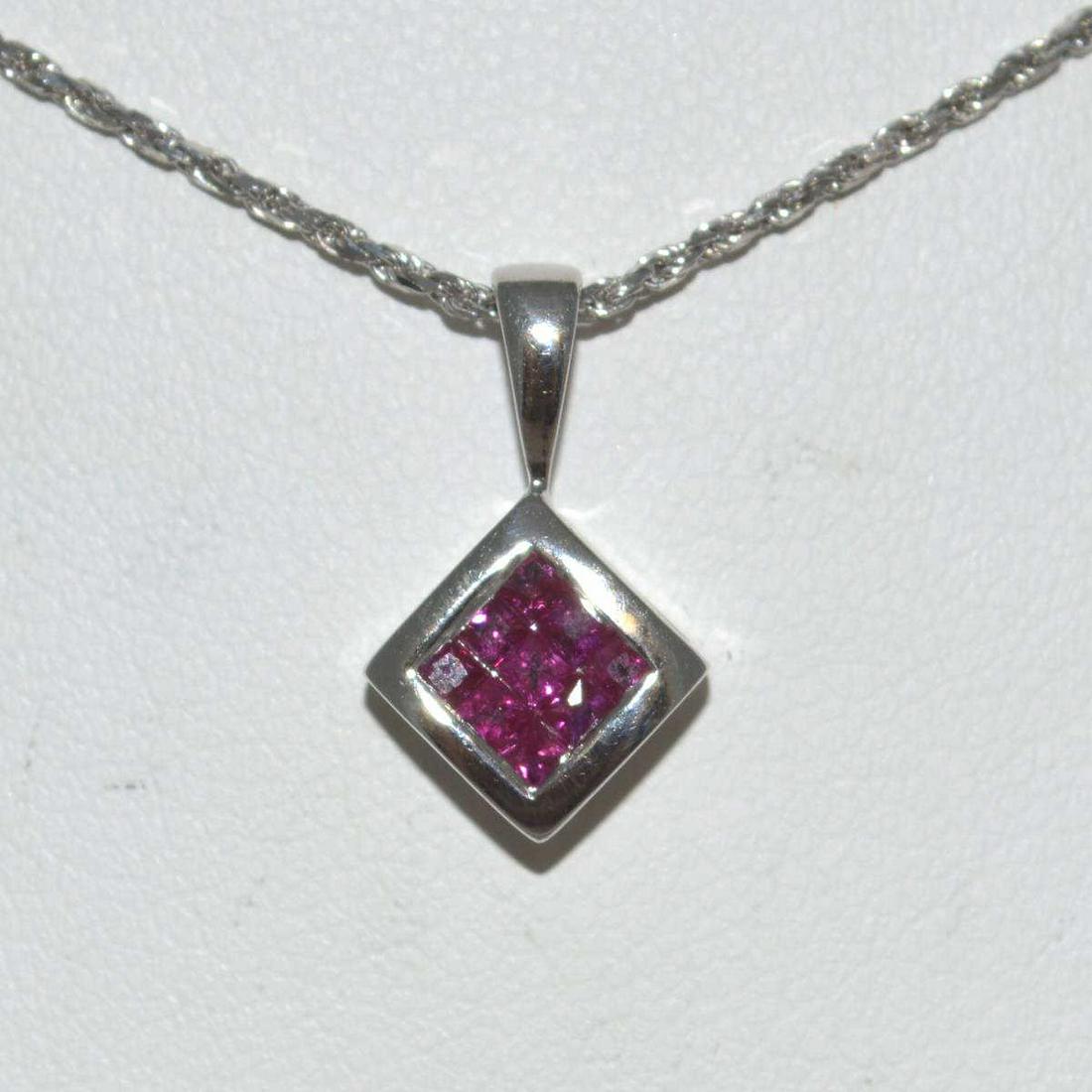 14kt white gold reversible ruby/ sapphire pendant (1 of 6)