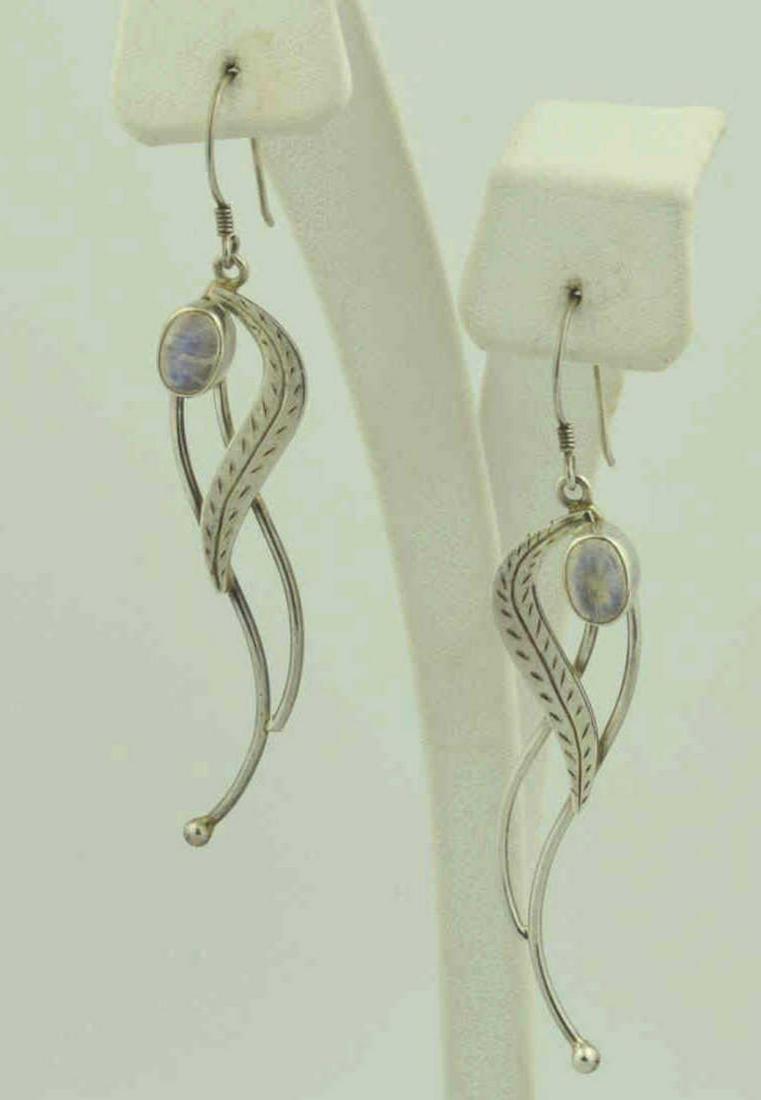 Sterling Silver moon stone drop earrings (1 of 2)