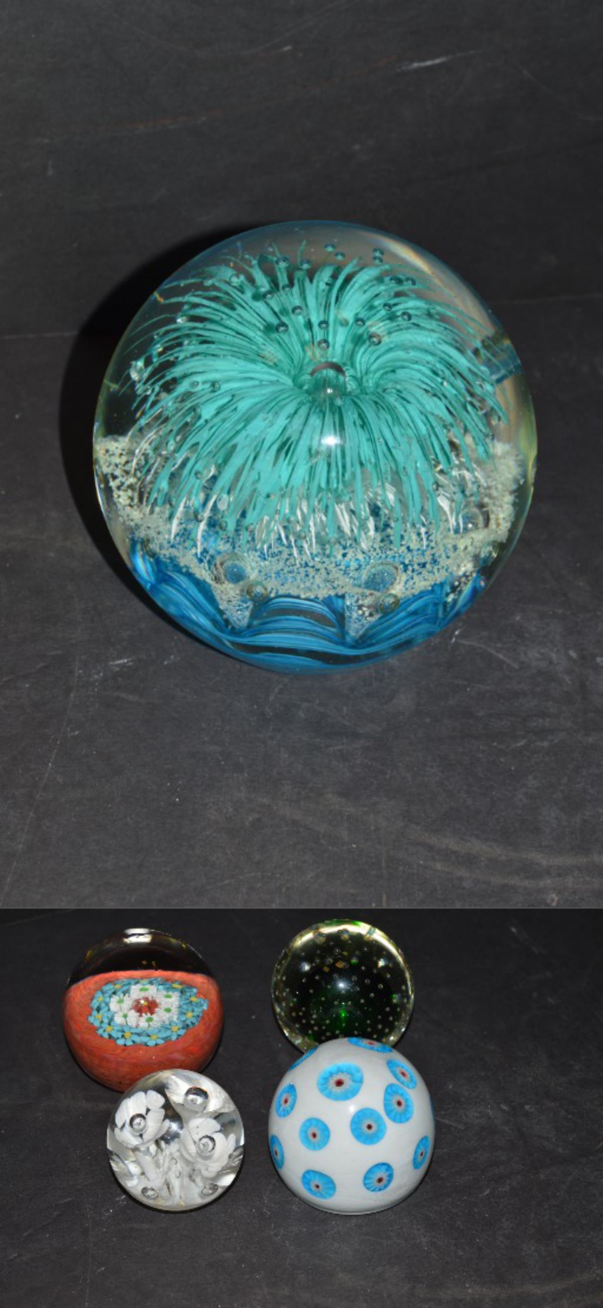 Lot of 5 Murano & Murano Type Glass Art Spheres (1 of 6)