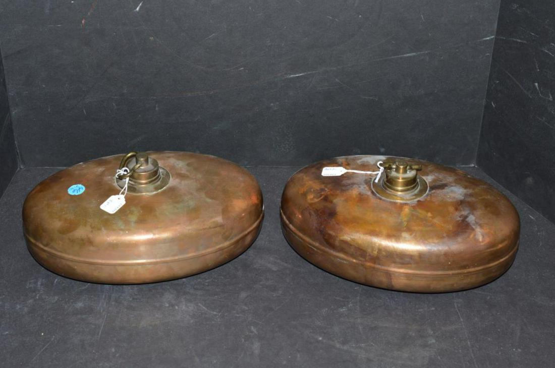 Pair of Vintage Rein Kupfer Copper Bed Warmers: Pair of Vintage Rein Kupfer Copper Bed Warmers or Hot Water Bottles are in Great Condition. The first one is marked on the bottom Rein Kupfer & has neck insert. It has had two self adhesive stickers p