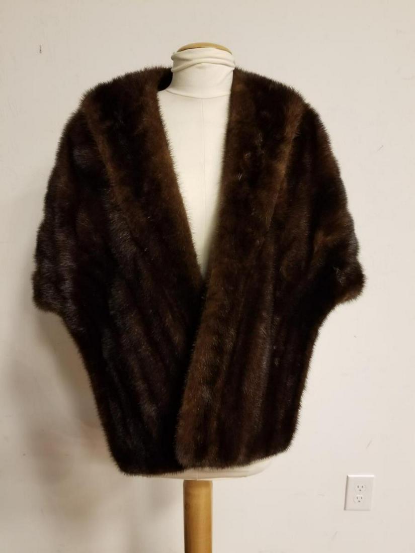 Ladies Dark Chocolate Brown Mink Fur Cape (1 of 4)