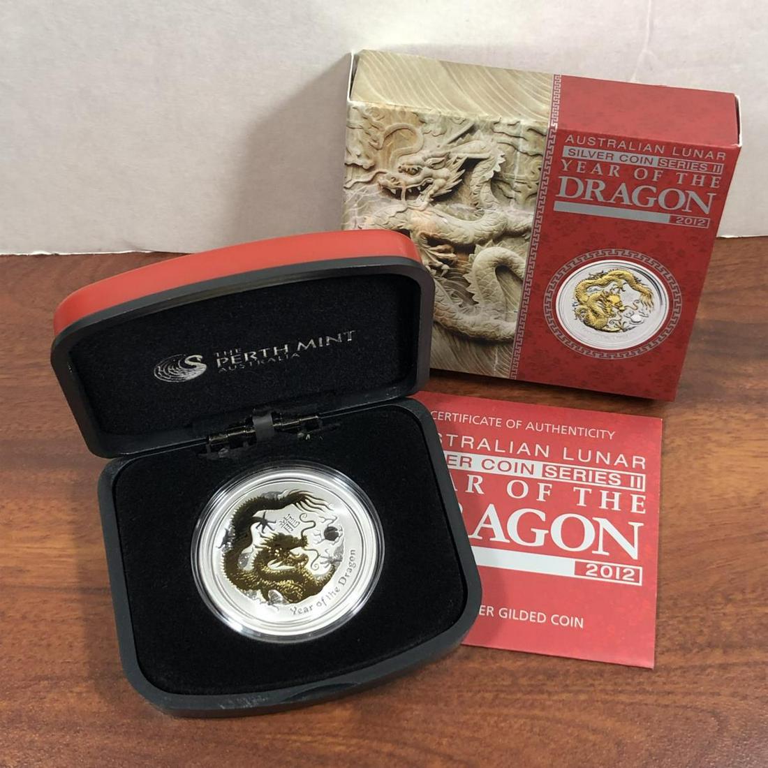 2012 Silver $1 Year of Dragon Gold Gilt Australia (1 of 3)