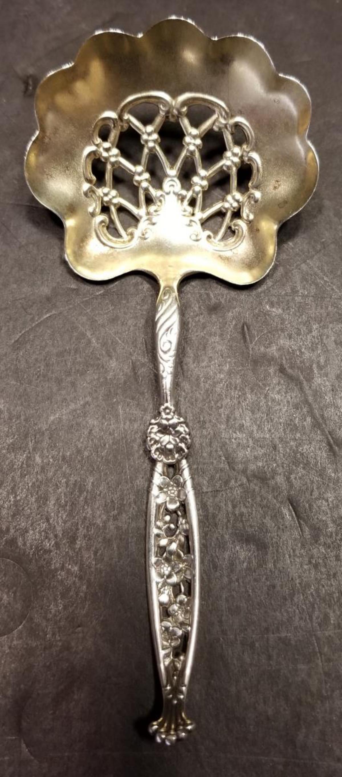 Whiting #1 Sterling Floral Bon Bon/Nut Spoon (1 of 2)