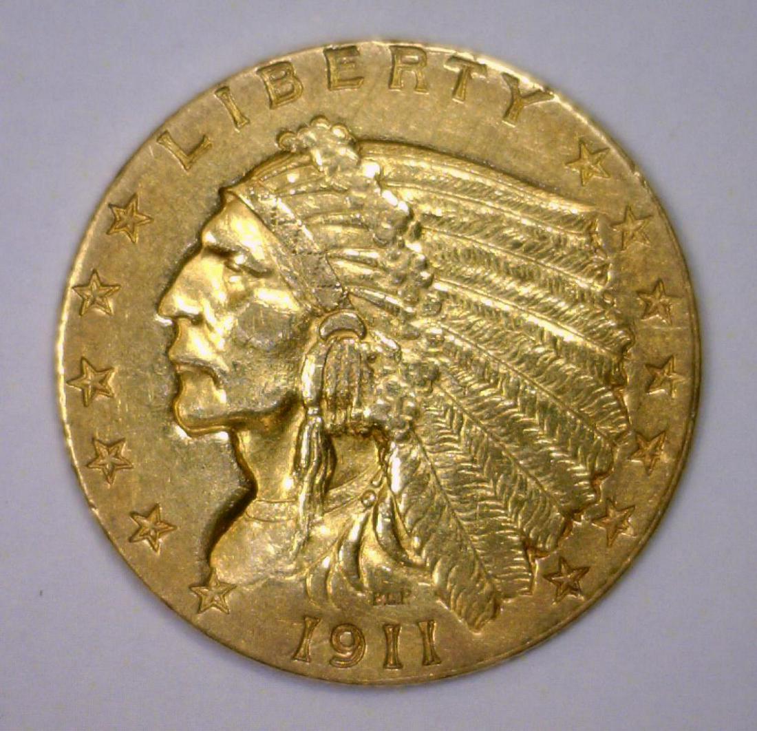 1911 25 Indian Gold Quarter Eagle Xf Details Cln