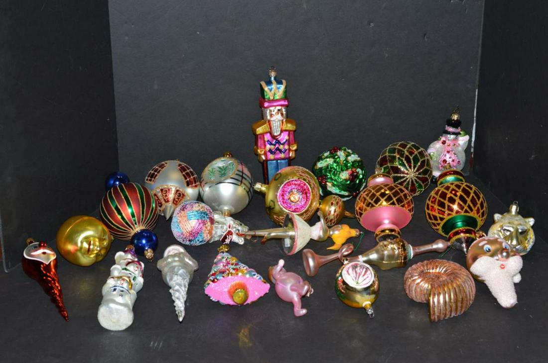 Huge Lot of Radko Hand Crafted Christmas Ornaments: Huge Lot of Radko Hand Crafted Christmas Ornaments. This listing will include 46 finely crafted glass Christmas tree ornaments. Made with pride in Poland, Germany & Italy. Ranging in size from 2 1/4" 