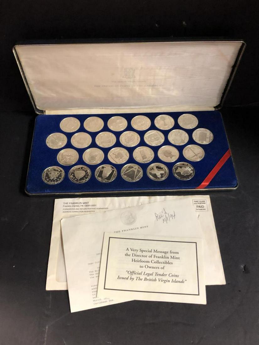 Treasure Coins of the Caribbean Sterling Silver: Treasure Coins of the Caribbean 25pcs Sterling Silver Coins $20.00 face value per $500.00 total face value. 12.5oz sterling. Housed in a presentation case with accompanying paperwork.