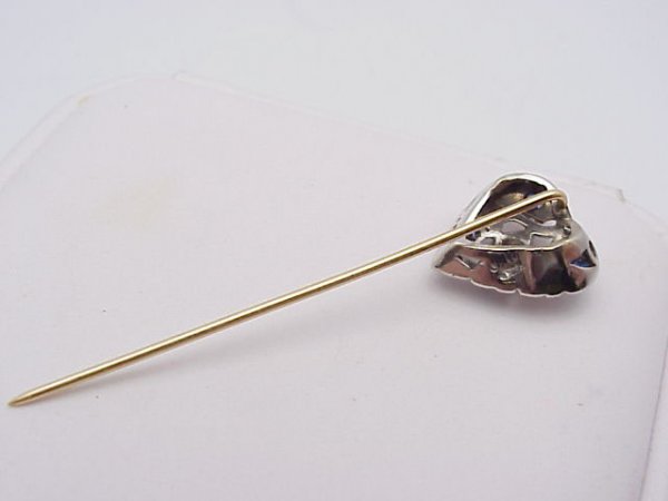 Diamond & sapphire heart stick pin - 2