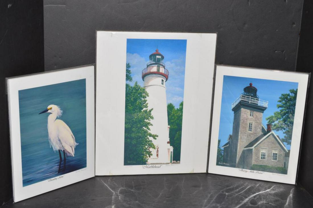 Three Beth Brawn Signed Prints on Board: Three Beth Brawn Signed Prints on Board. All three of these prints are signed in pencil on the bottom right. Signed in print on the bottom left. All titled bottom center in black script. "Standing Alo