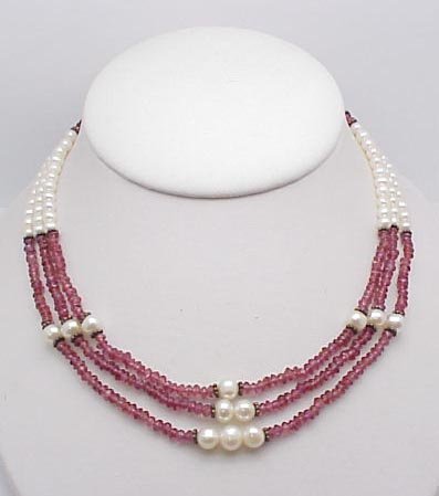 3 Strand Pearl Choker with beads - 2