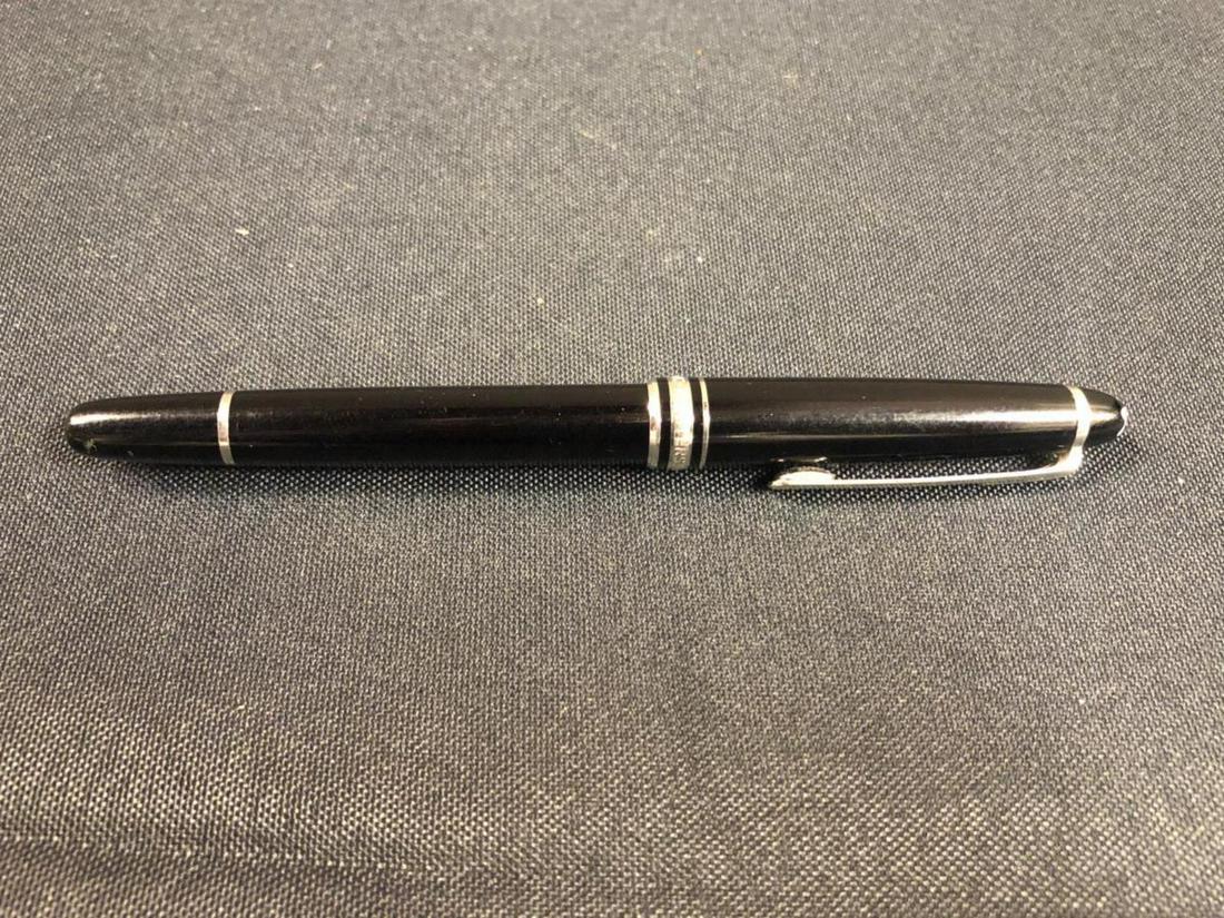 Montblanc-Meisterstuck Pix Ball Point Pen: Montblanc-Meisterstuck Pix Ball Point Pen. Black with silver trim. Pull off cap, thread off barrel. Good condition with acceptable surface mild surface scratches.
