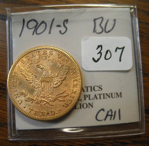 1901-S $10.00 Liberty Head Gold Coin BU - 2