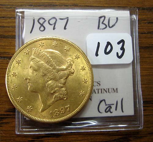 1897 $20.00 Liberty Head Gold Coin BU