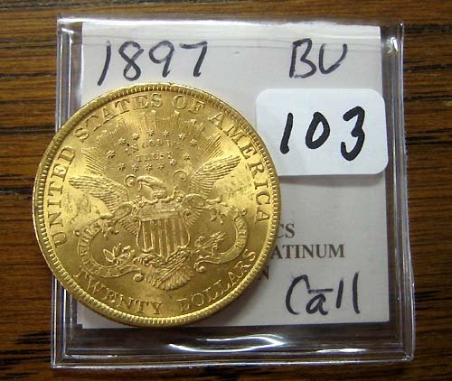 1897 $20.00 Liberty Head Gold Coin BU - 2