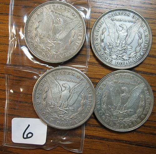 Lot of 4 1921 Morgan Silver Dollars - Circulated