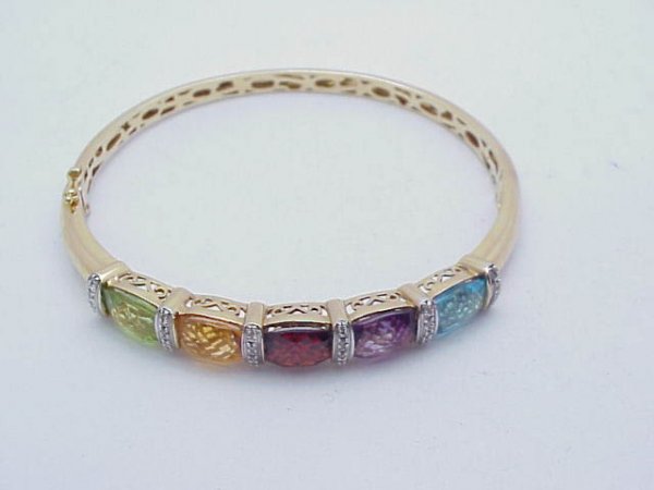 Multi-Colored Stone Bangle Bracelet - 2