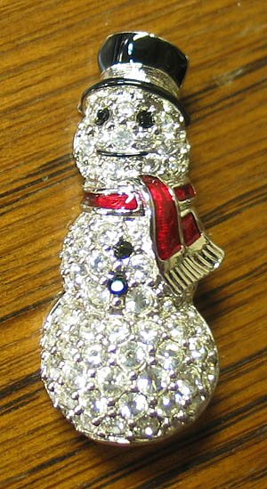 Swarovski Angel and Snowman pin