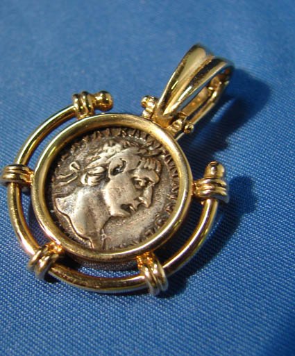 Ancient Coin Pendant in Bezel