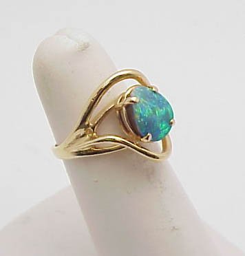 Boulder Opal Ring 1.82 ct. green/blue