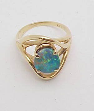 Boulder Opal Ring 1.82 ct. green/blue - 2