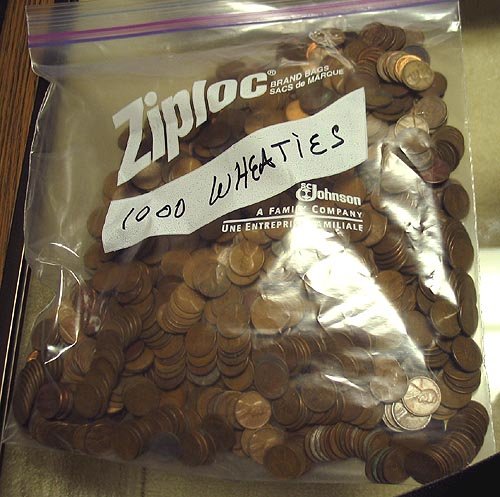 Bag of 1000 Mixed Date Wheat Pennies