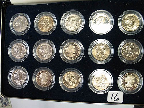 Set of 15 Susan B. Anthony $ Coins inc. Proofs in