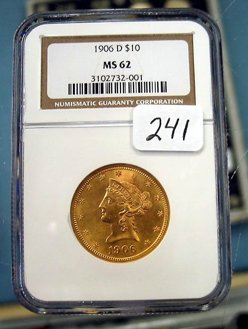 1906-D $10.00 Liberty Head Gold Coin NGC MS 62