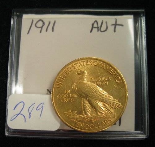 1911 $10.00 Indian Head Gold Coin AU+ - 2