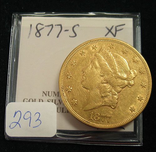 1877-S $20.00 Liberty Head Gold Coin XF
