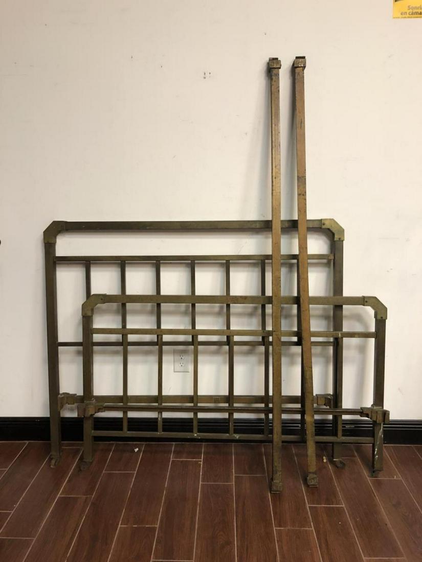 Antique Art Deco Brass Bed Head & Foot Board Rails: Antique Art Deco Brass Bed. Comes with headboard & foot board. Both measures at 54" across. Guard rail measures 73 1/2" long.