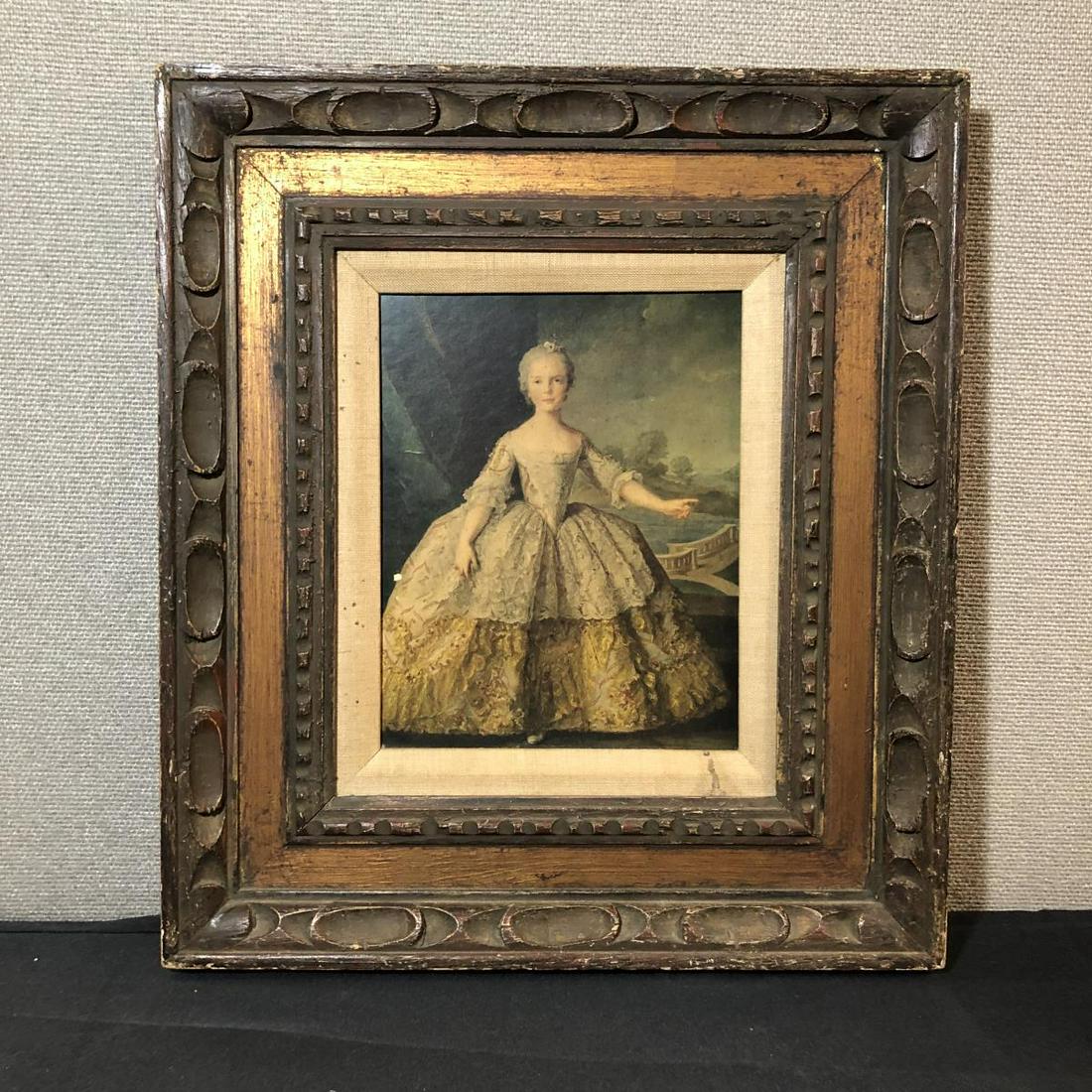 Nattier Framed Print Infanta Isabella de Bourbon: Jean-Marc Nattier Framed Print or Plate on Paper of Infanta Isabella de Bourbon. This print is a copy of an original oil on canvas done in 1749, & is a depiction of a young girl in formal attire. It i