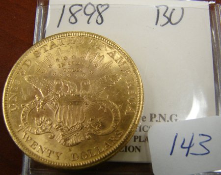 1898 $20.00 Liberty Gold Coin BU - 2