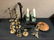 Lot Of Misc Brass Items Sconces Candlesticks