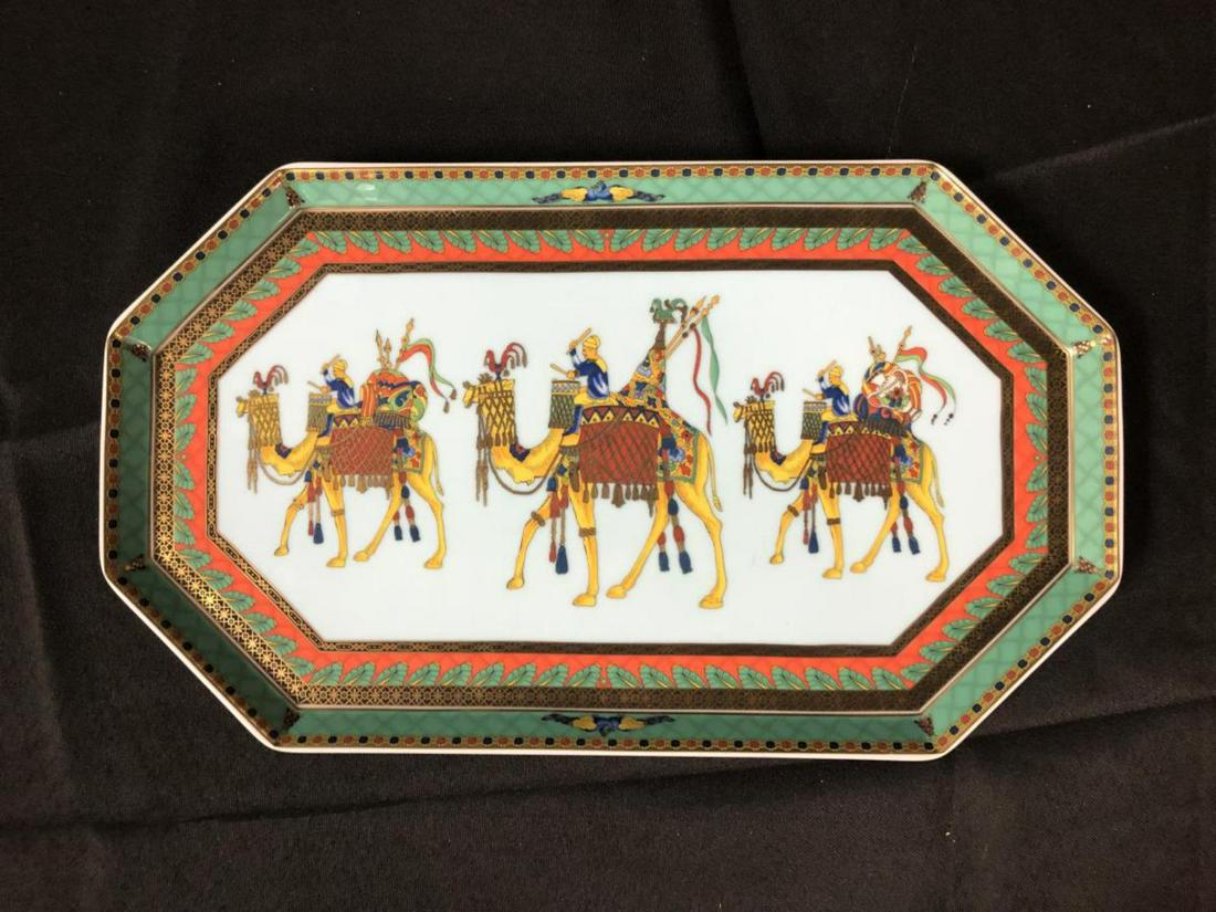 Versace Rosenthal Octagon Platter: Versace Rosenthal Octagon Platter. Le Voyage De Marco Polo. Measures 14 1/2"x8 1/2". Hallmark on bottom of platter.