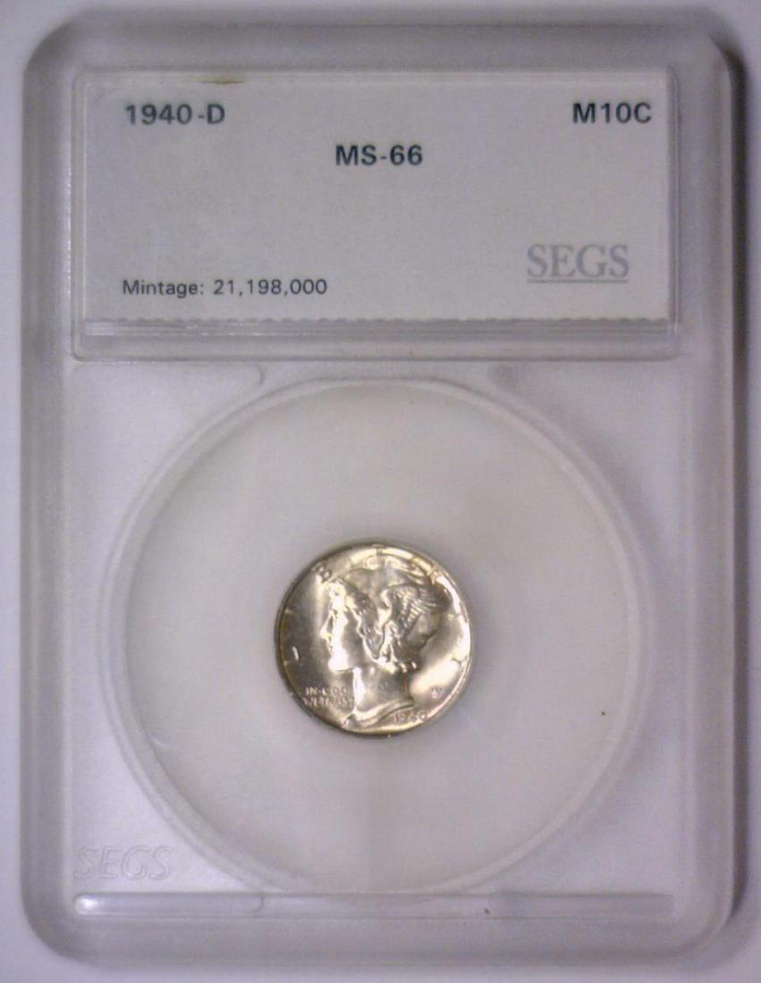 1940-D Mercury Silver Dime SEGS MS66 (1 of 2)