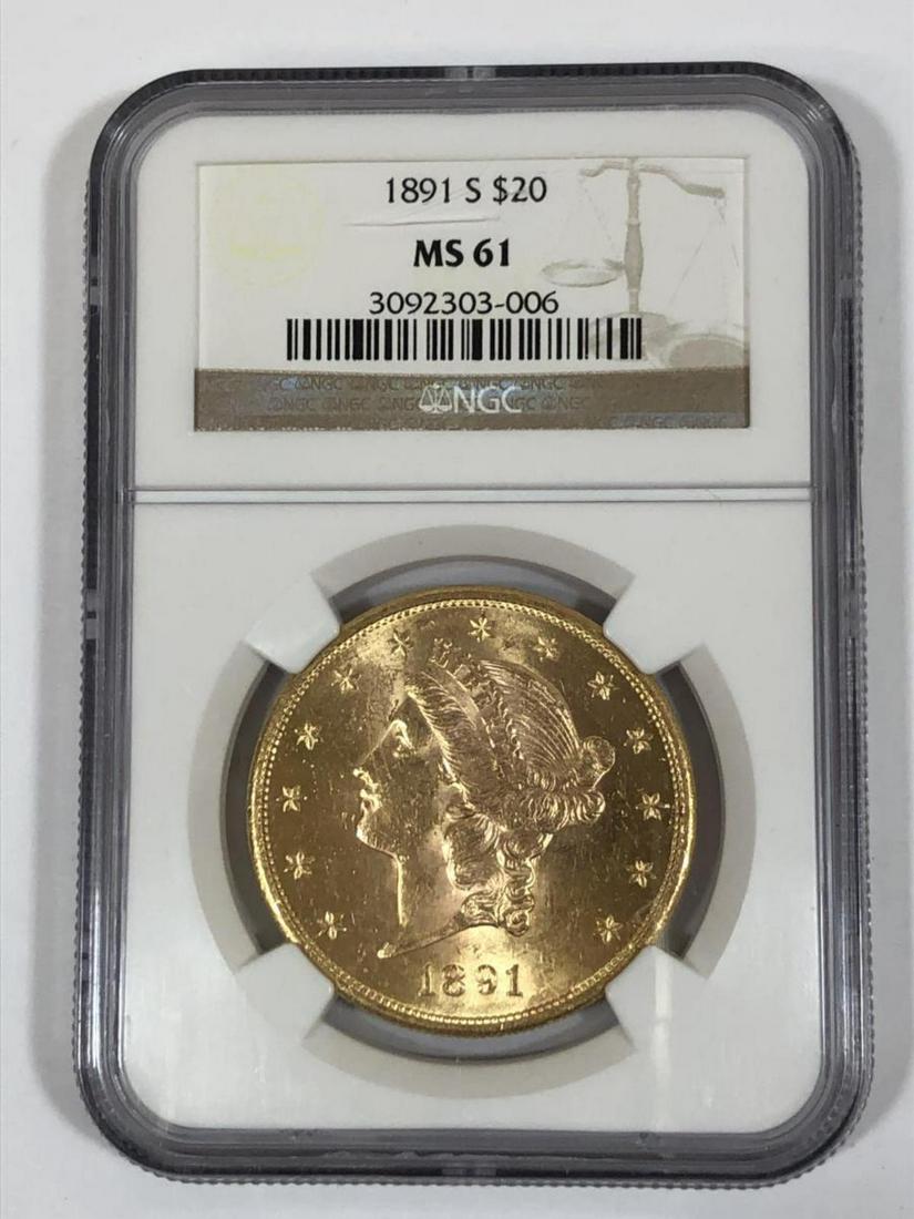 1891-S $20 Liberty Gold Double Eagle NGC MS61 (1 of 2)