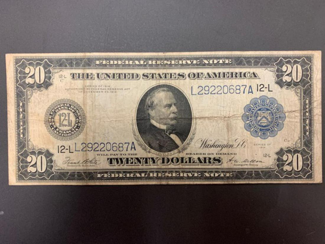 1914 $20.00 Federal Reserve Note VG/F (1 of 2)