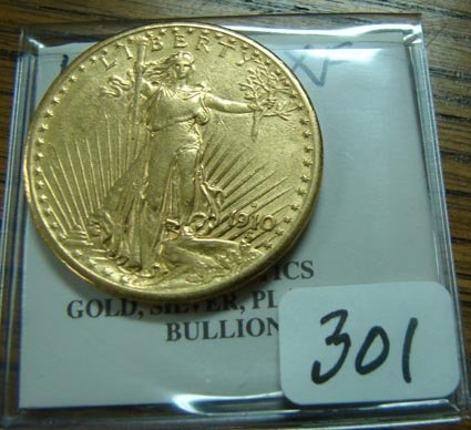 1910-S $20.00 Saint Gaudens Gold Coin XF