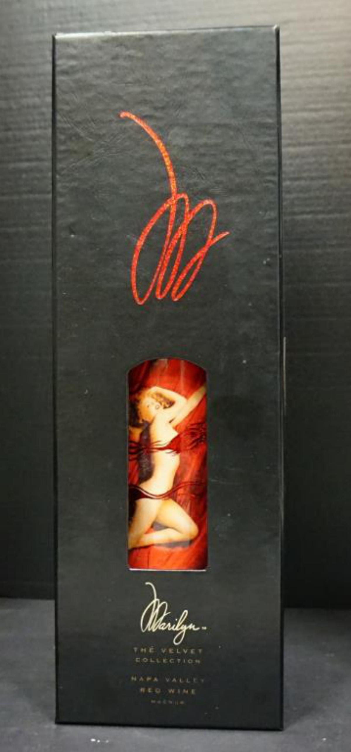 Magnum Bottle Of Marilyn Merlot 2002 Lim Ed in Box: Magnum Bottle Of Marilyn Merlot 2002, Limited Edition bottle #455. The Velvet Collection Napa Valley Red Wine Magnum. Comes in a black box with a slight opening to see a picture of Marilyn Monroe. Gol