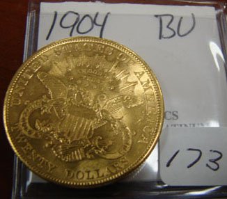 1904 $20.00 Saint Gaudens Gold Coin BU - 2