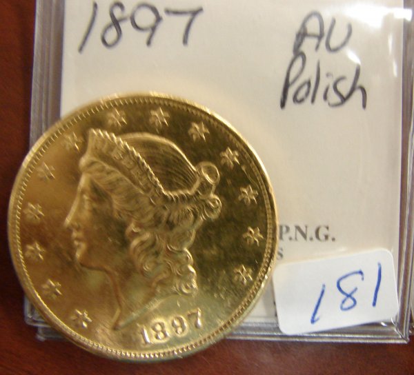 1897 $20.00 Liberty Head Gold Coin AU Polished