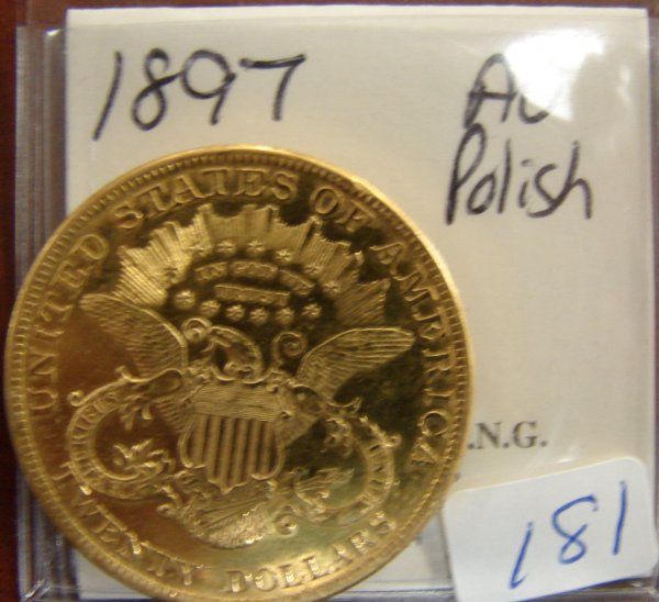 1897 $20.00 Liberty Head Gold Coin AU Polished - 2