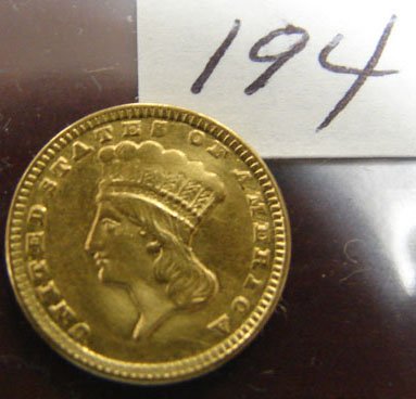 1857-D $1.00 Gold Coin AU-50 Cleaned