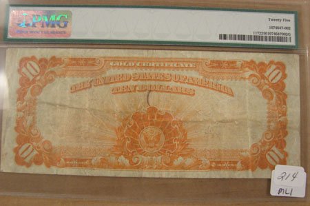1907 $10.00 Gold Certificate Fr#1172 PMG VF 25 - 2