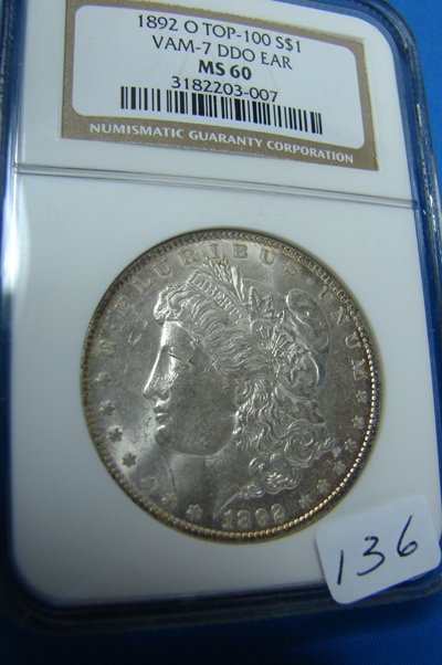 1892-O Morgan Silver Dollar Top 100 VAM-7 DDO Ear