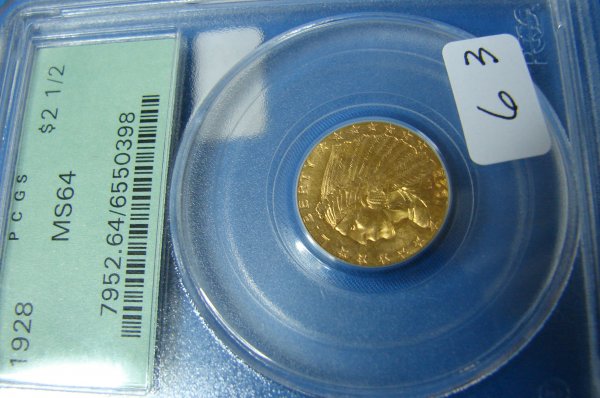1928 $2.50 Indian Head Gold Coin PCGS MS 64