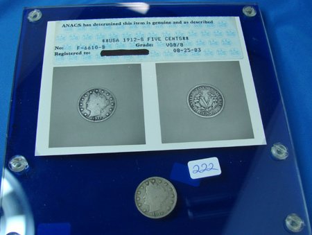 1912-S Liberty Nickel VG8 ANACS