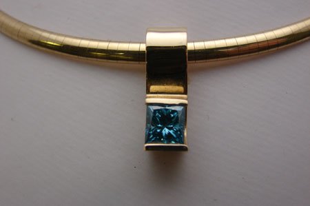 1.23 ct Princess Cut Blue Diamond Omega
