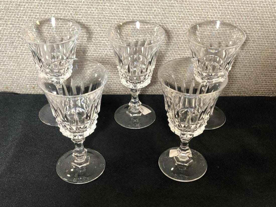 Lot Of Cut Crystal Cordials: Lot Of Crystal Cordials. Total of 5 in the lot. Stands 4" tall. Cut Crystal design.