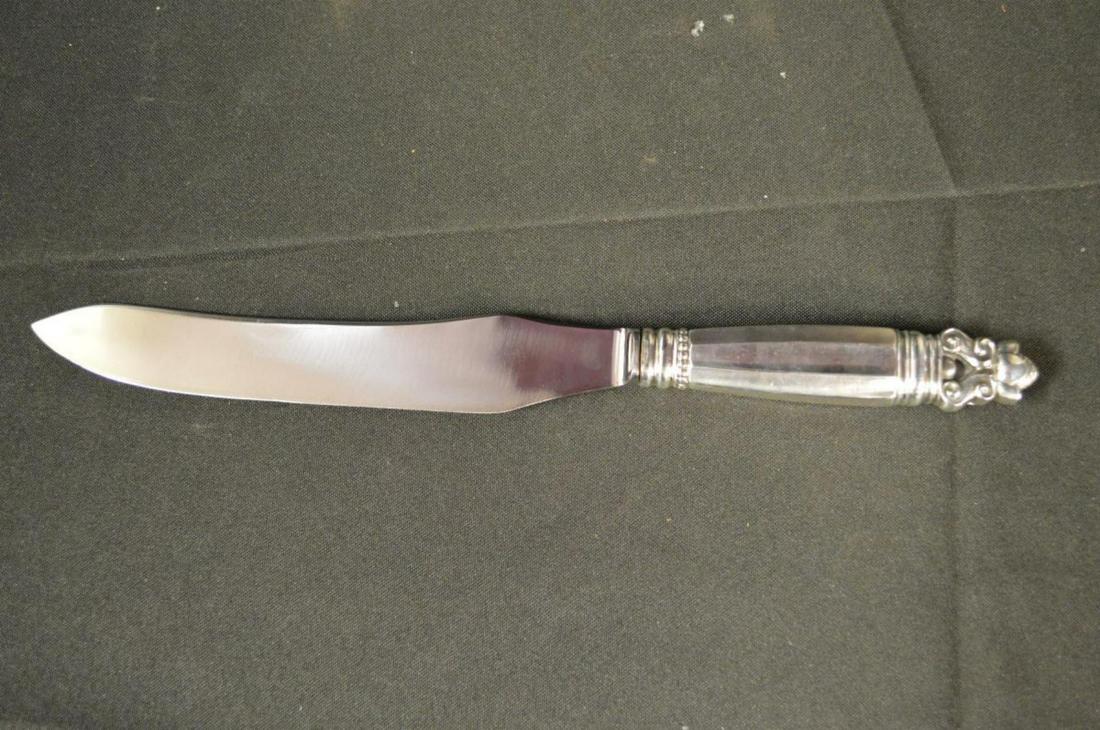 Georg Jensen Silversmith Acorn Style Serving Knife: Georg Jensen Silversmith Serving Knife. Huge carving knife in the Acorn style.